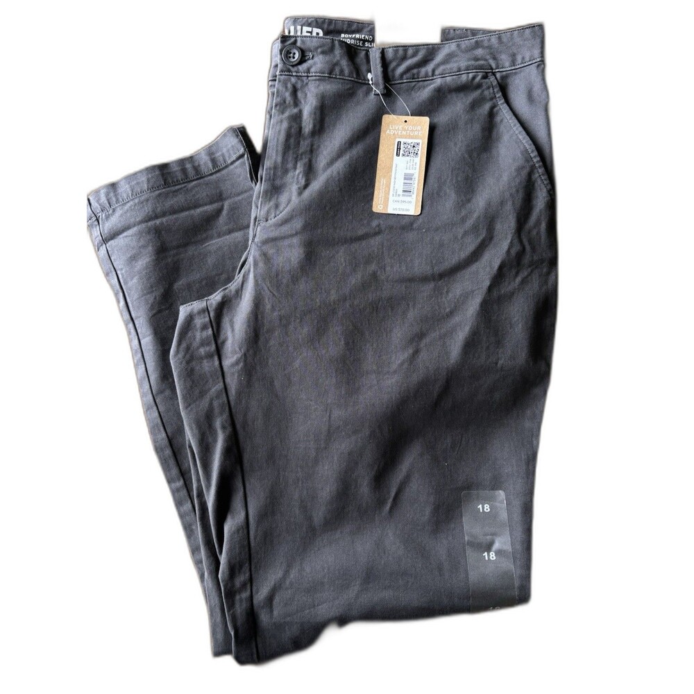 Eddie Bauer Women’s Size 18 Boyfriend Pant Gray New Slim Leg Mid Rise